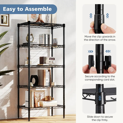 3-5 Tier Rustic Metal Storage Shelves Adjustable Racks, Standing Metal Frame.....