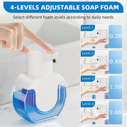 Touchless Plastic Foaming Soap Dispenser, USB Rechargeable, 4-Level Adjustable, Wall Mount or Countertop, 15oz/420ml.....