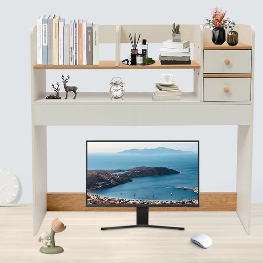 7-Compartment Wooden Desktop Bookshelf – MDF & Plywood Tabletop with 22.05lbs Load Capacity....