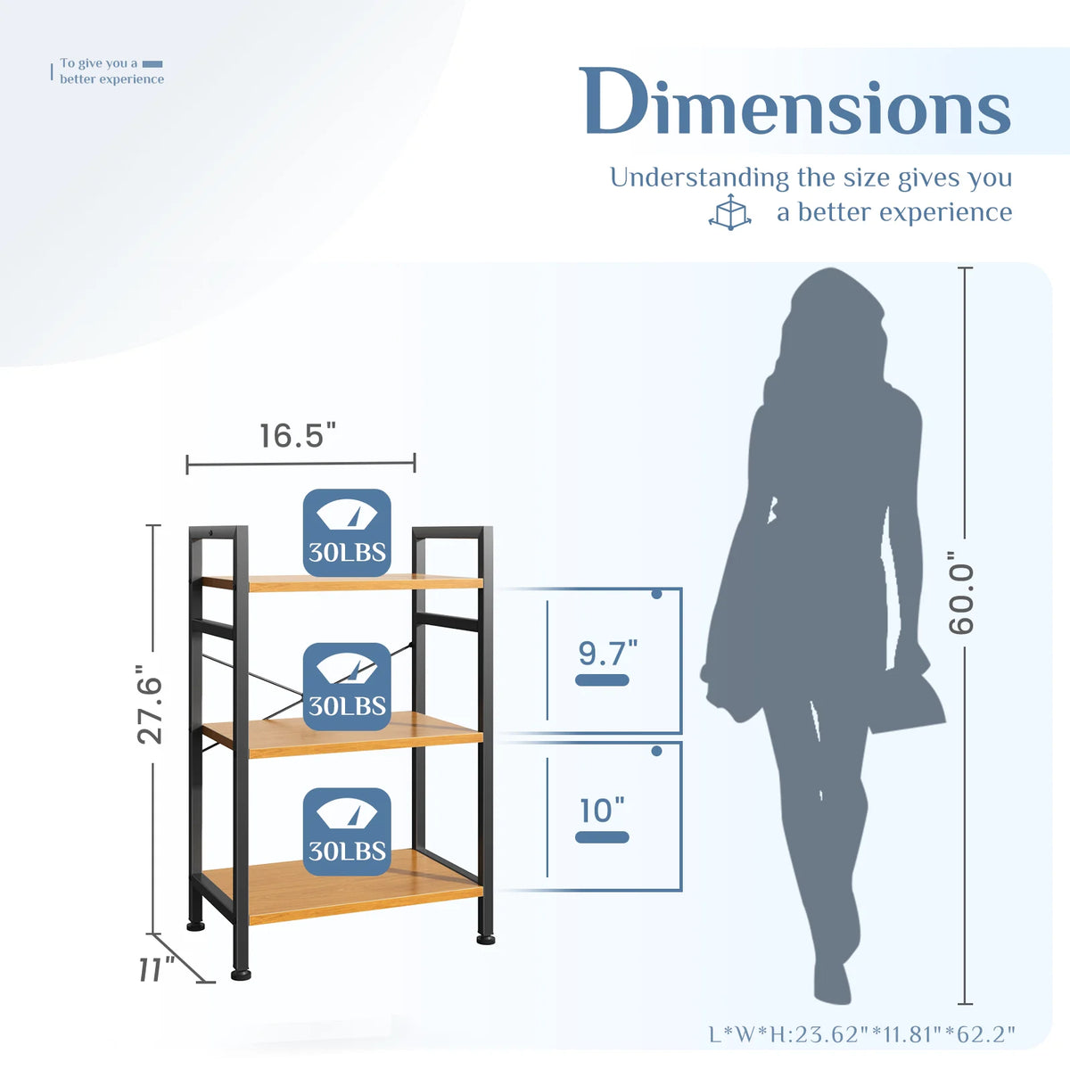 3 Tiers Wooden Bookshelf, Standing Sturdy, Adjustable Feet....