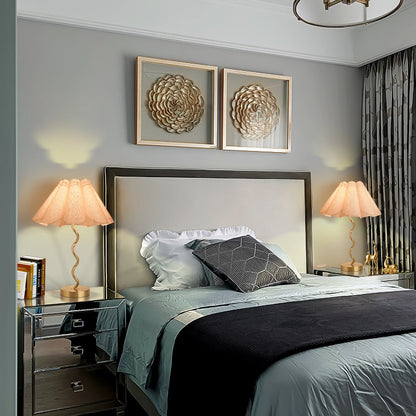 Gold, Scalloped Pleated Desk Lamps