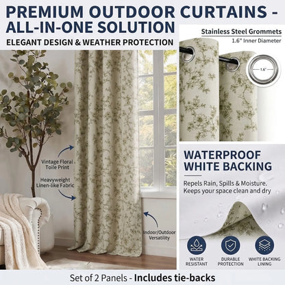 4 Sizes 2 Panels Floral Print Blackout Curtains, Grommet Top, 4 Colors.....