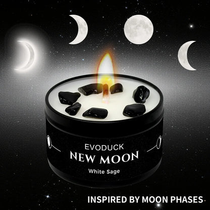 Moon Phase Crystal Scented Candle Set, 3oz  White Sage, Lemongrass, Jasmine and Lavender Aromatherapy, 9 Different variations Sets.....