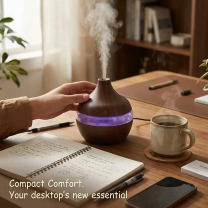 10 Oz, Essential Oil Diffuser with 7-Color LED Night Light, Dark Wood Grain Humidifier, Portable USB Rechargeable Aroma Humidifier with 4-Hour Auto Shut-Off.....