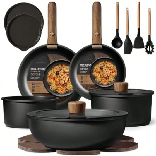 19pcs Stainless Steel Non Stick Detachable Handle Cookware Set, Dishwasher And Oven Safe.....