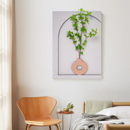 Wall-Mounted Sandstone Wall Art with LED Light & Simulated Plant, Handcrafted 50x70cm 3-Level Dimming Remote Control...