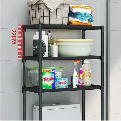 3 Tier Over the Toilet Shelf, Freestanding, Black