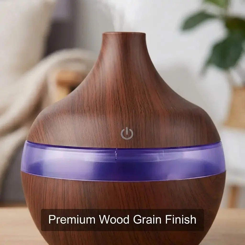 10 Oz, Essential Oil Diffuser with 7-Color LED Night Light, Dark Wood Grain Humidifier, Portable USB Rechargeable Aroma Humidifier with 4-Hour Auto Shut-Off.....
