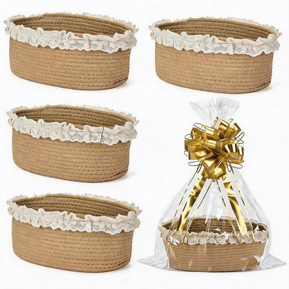 Set Of 4 Cotton Rope Storage Baskets Woven, Easter Gift....