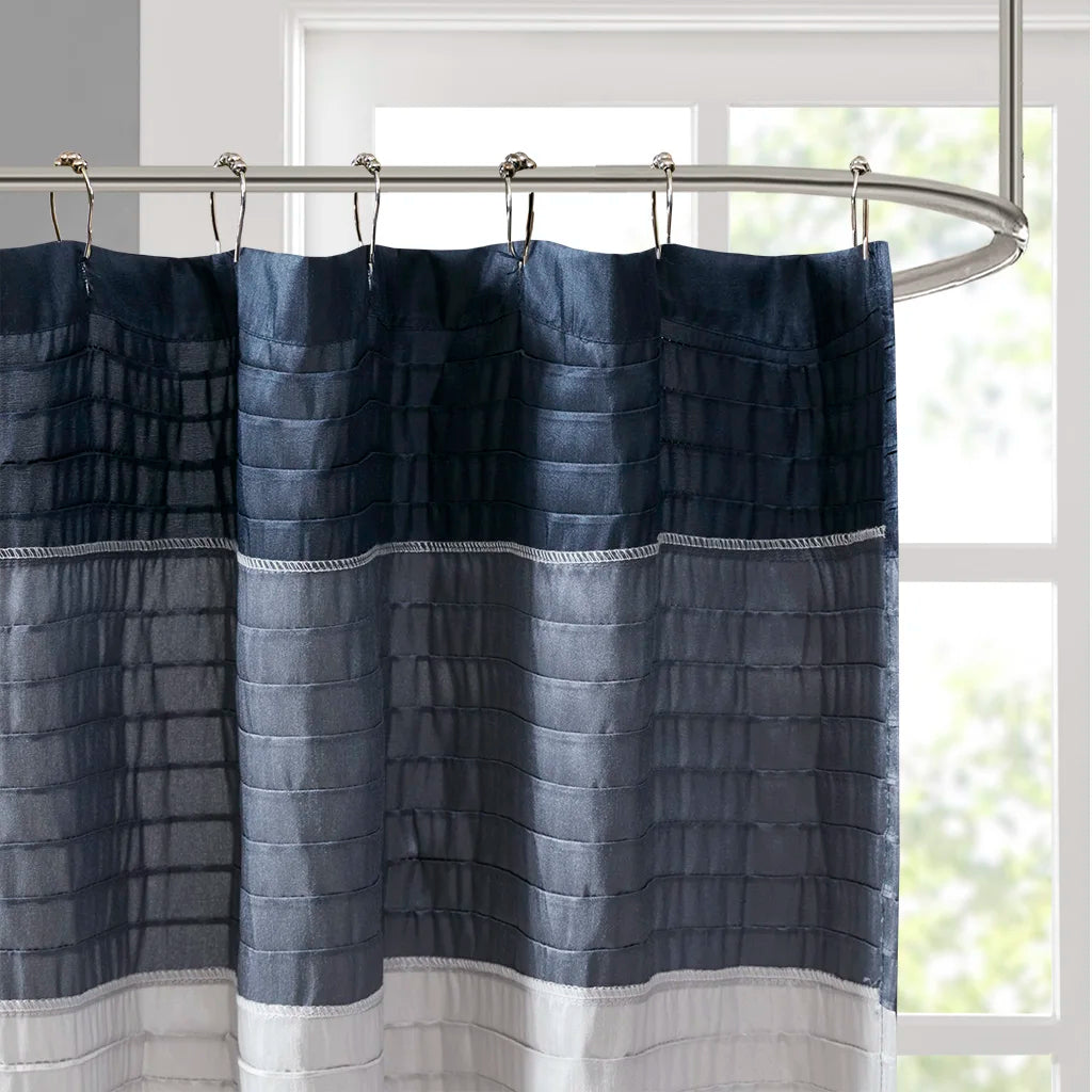 Faux Silk Shower Curtain Waterproof With 12 Hook Grommet, Washable Machine Dry