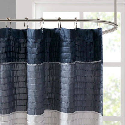 Faux Silk Shower Curtain Waterproof With 12 Hook Grommet, Washable Machine Dry