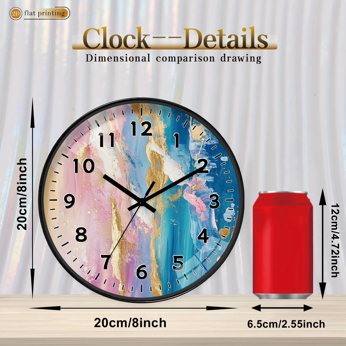 A 10 Inch Plastic Wall Clock - 2D Printed Clock, Abstract Floral Design, AA Batterie Not Included......