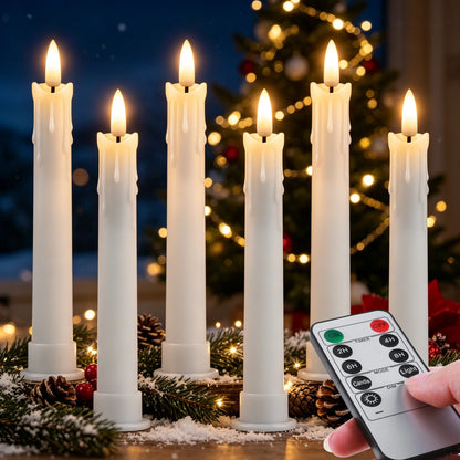 6/12 Pack Flameless LED  Candles, 6.6 Inches, Realistic Flickering 3D Wick  Remote Control, Needs 2- AAA Battery's