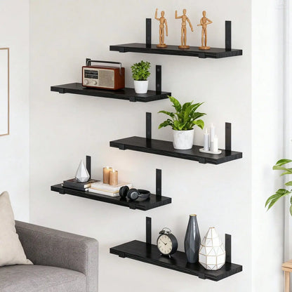 5/10Pcs Floating Shelves, 4.7 In Wide 16  Long  with Invisible Brackets, Rustic Wood .......