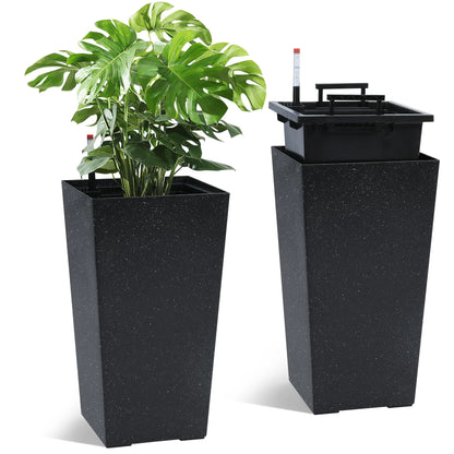Set of 2 Modern Planters – Large Outdoor & Indoor Plant Pots with Self Watering System