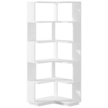 6 Tier Corner Wooden Bookshelf, 64.96 Inch Tall with Anti-Drop 64.96"D x 23.62"W x 23.62"H....