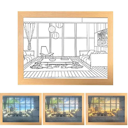 Creative Wall Art Painting, Lighting Picture Frame LED 3 Colors Night Light ....