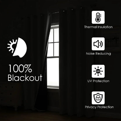 4 Panels 100% Blackout Curtains, Thermal Noise Reduce Privacy Drapes, 4 Colors, Many Sizes.....