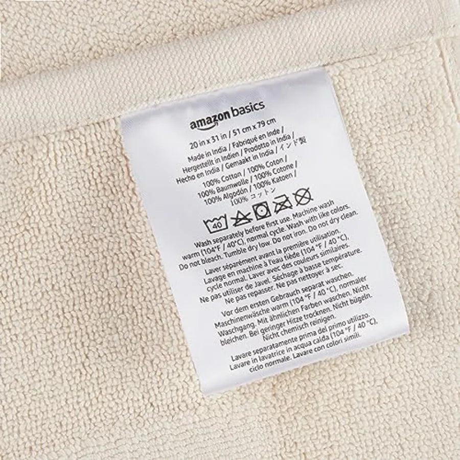 Standard Bathroom Bath Rug Mat, Machine Washable, Super Absorbent, 100% Cotton, 20" W x 31" L
