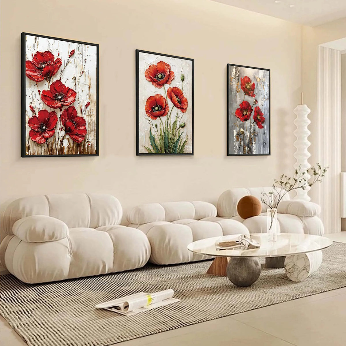 3 Panel 3D Textured Floral Wall Art, 16x24 Inch Embossed Flower Framed Wall Prints.....