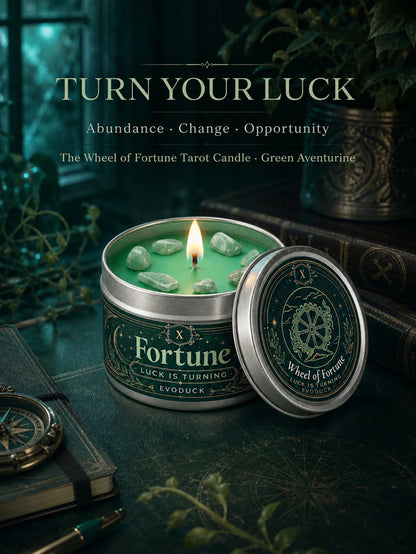 3/2/1 Sets Fortune Tarot Candle with Green Crystal Stones, Green Wax Scented, for Meditation, 3 Oz.