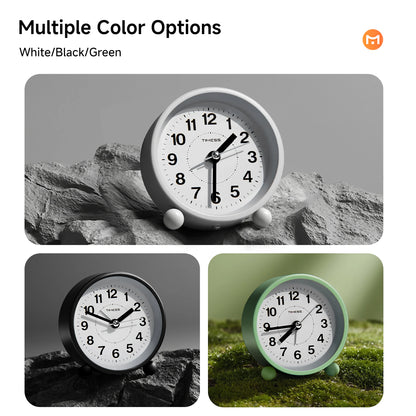 3.4 Inch Small Analog Alarm Clock, Silent Non-Ticking Clock with Loud Alarm, Battery Operated. 3 Colors....
