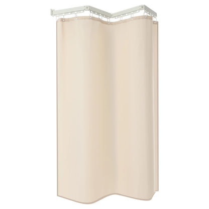 Shower Curtain Set, Wall Mounted Folding Shower Curtain Rod, No Drill Installation, 110 lbs. Load for Home Bathroom