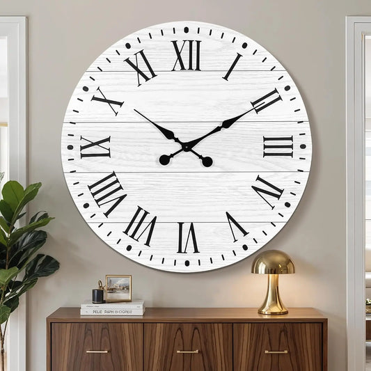 Farmhouse Wall Clock, Shiplap Design, Large, 4 Colors, 3 sizes, AA Battery Needed....