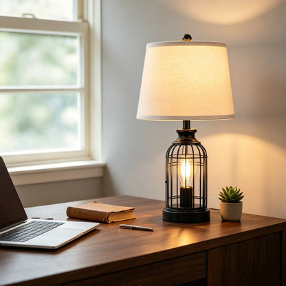 Table lamp Modern Minimalist European Hardware double layer cloth cover