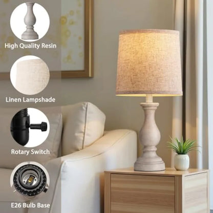 Set of 2 - Rustic Bedroom Lamps, 22" Boho Bedside Lamp