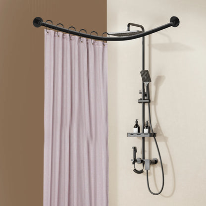 Stainless Steel Shower Curtain Rail L Shape, Telescopic Rod with Shower Curtain Rings.....
