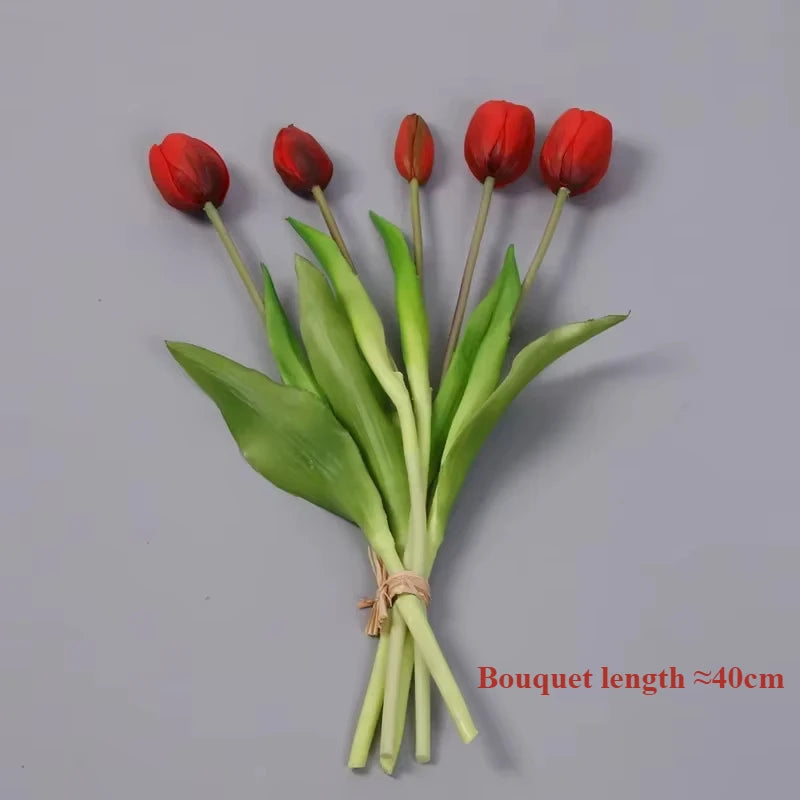 5pcs Artificial Flowers Soft Tulip  Real Touch