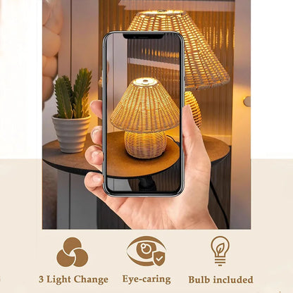 Bamboo Woven Table Lamps USB Plug