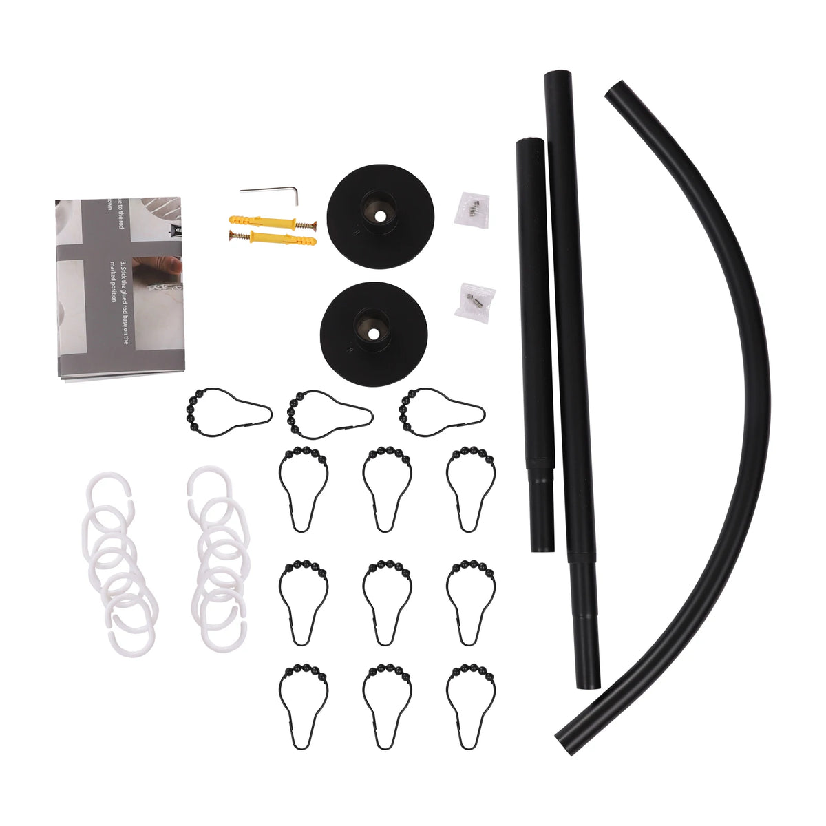 Stainless Steel Shower Curtain Rail L Shape, Telescopic Rod with Shower Curtain Rings.....