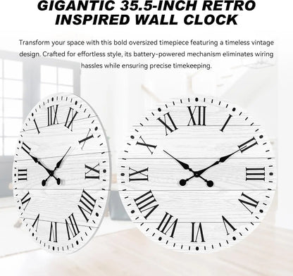 Farmhouse Wall Clock, Shiplap Design, Large, 4 Colors, 3 sizes, AA Battery Needed....
