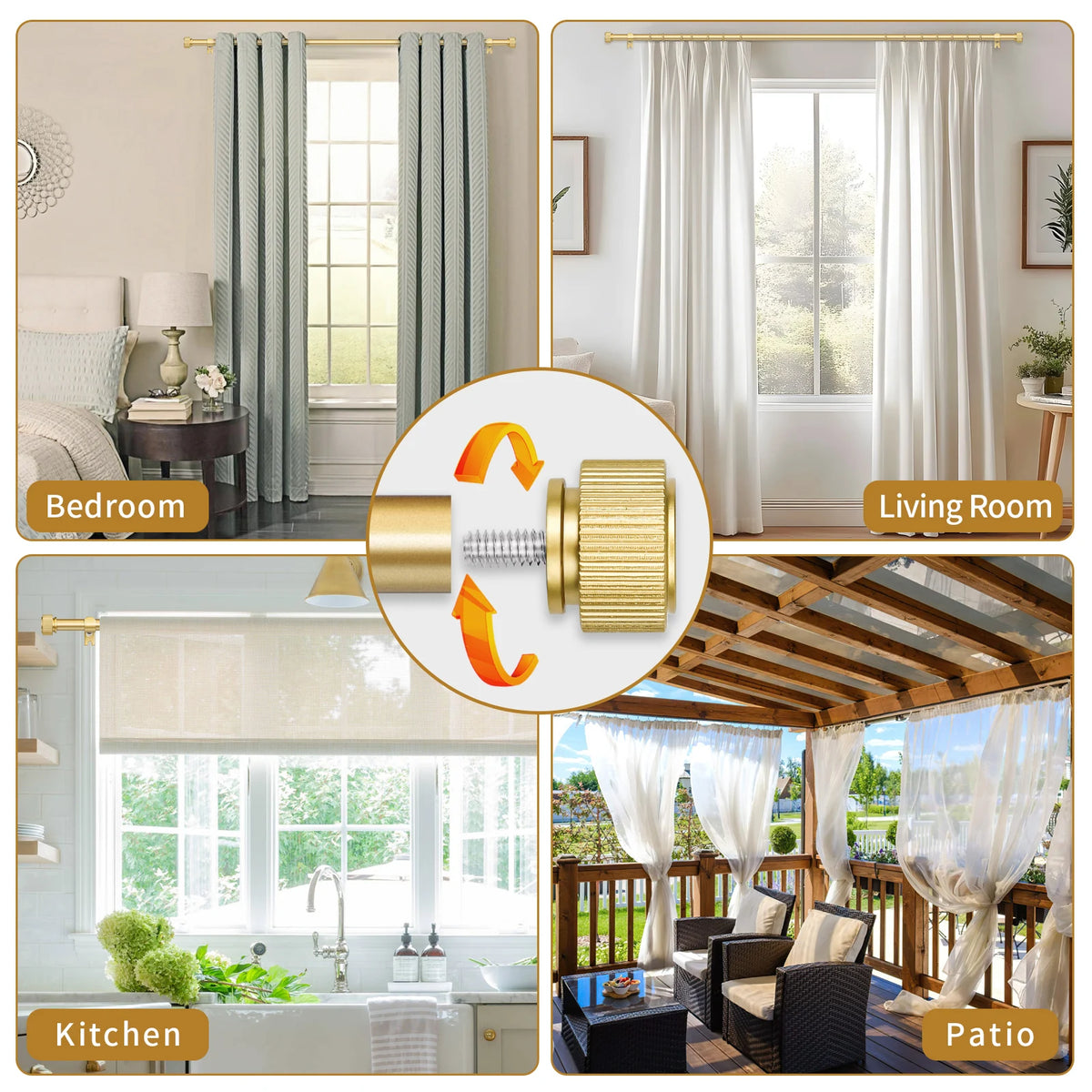 1 Set Of Double Heavy-Duty 5/8 Dia. Curtain Rod, Telescoping, 3 Sizes, 3 Colors.....