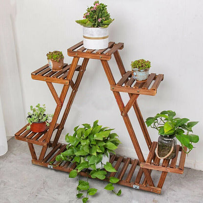 Carbonized Wood 6 Tiered Plant Stand, Indoor Outdoor....
