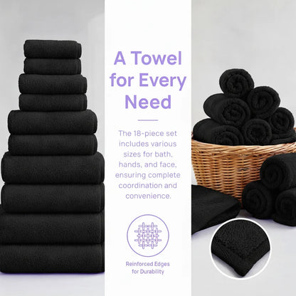15 Colors, 18-Piece Coral Fleece Bath Towel Set, 4 Bath Towels 4 Hand Towels 10 Washcloths, Ultra Soft Plush Bathroom Towels Set....