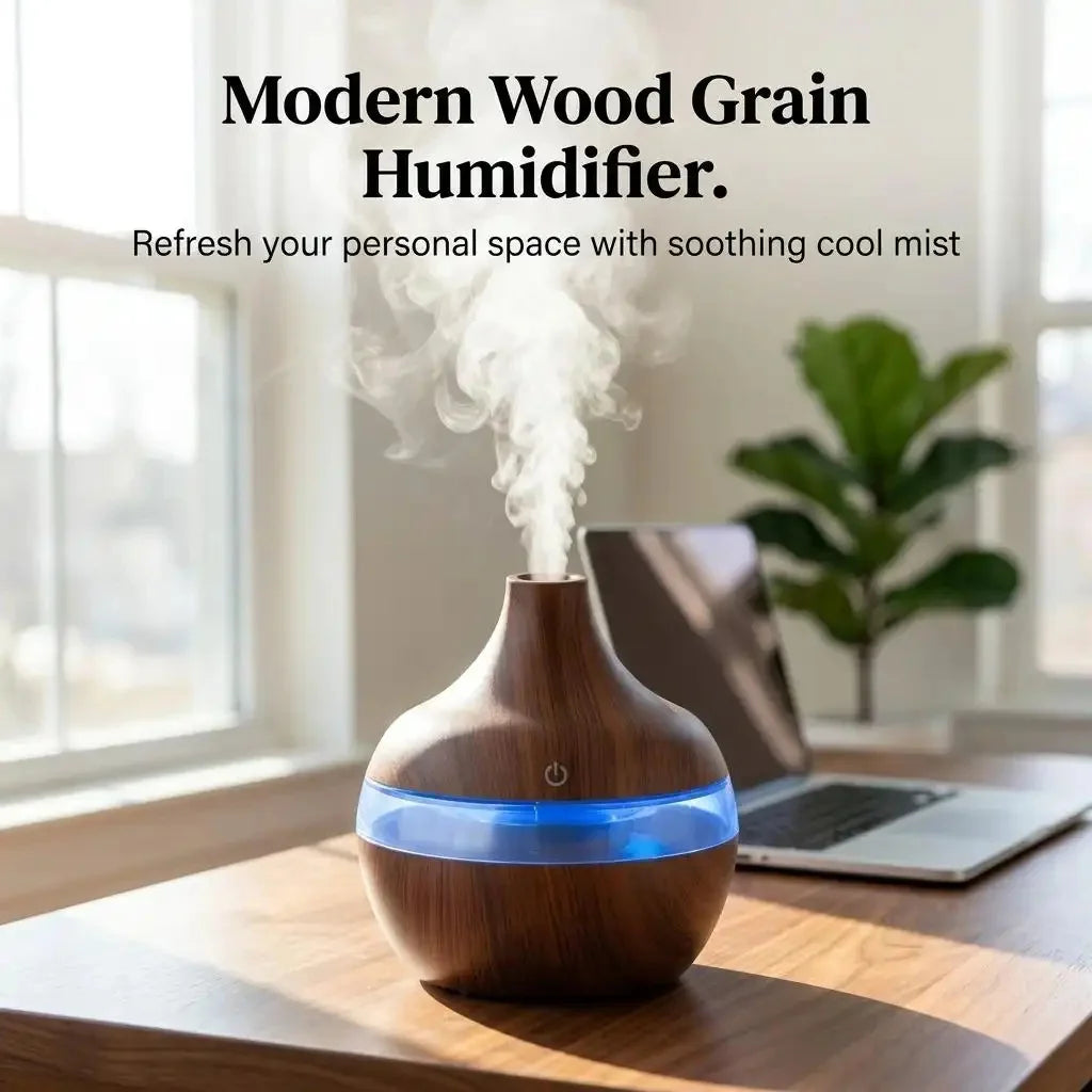 10 Oz, Essential Oil Diffuser with 7-Color LED Night Light, Dark Wood Grain Humidifier, Portable USB Rechargeable Aroma Humidifier with 4-Hour Auto Shut-Off.....