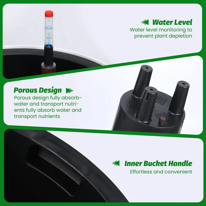 16 Inch Tall Self Watering Planters Set Of 2 With Water Level Indicator....