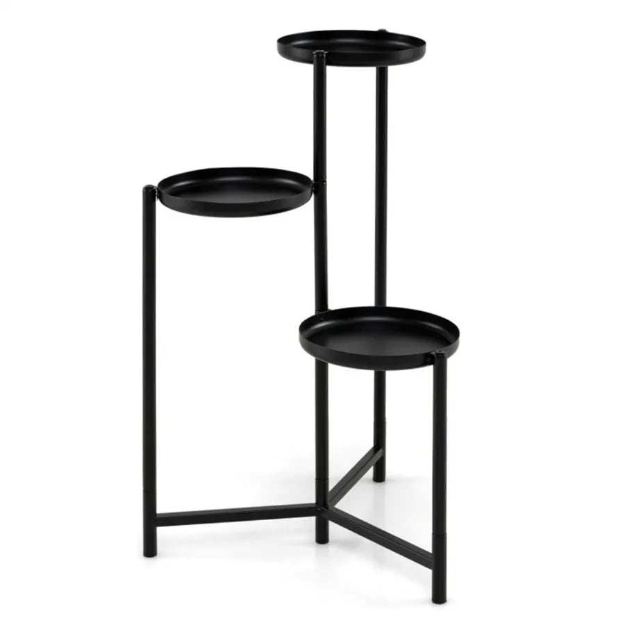3-Tier Staggered Metal Plant Stand, Black Rustproof