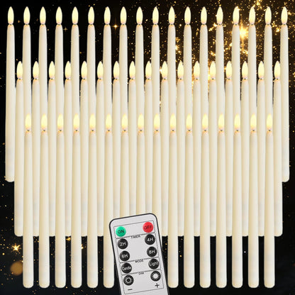 12/6 PCS. Flameless Taper Candles with Remote Control Flickering LED Candles, White, Cream Takes 2 AAA Battery's