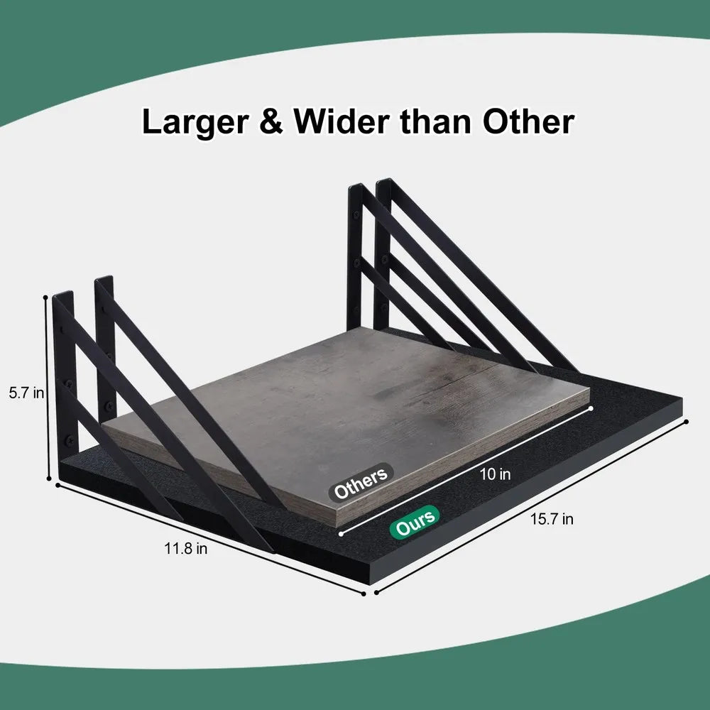 Set of 2 Deep Floating Shelves, 15.7"W × 11.8"D