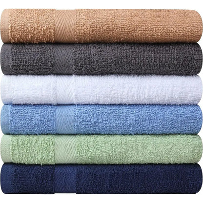 6-Pack Cotton Bath Towels Set: Quick Dry, Absorbent, Lightweight, 27x54 - Beige, White, Grey, Sky Blue, Sage Green, Navy......