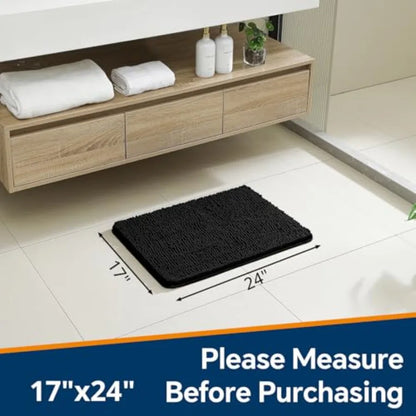 Bathroom Rug - Plush Chenille Non-Slip, Washable, Soft, Thick