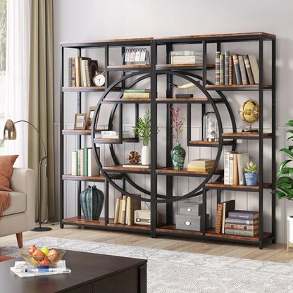 Bookshelf, 5 Tier Etagere Bookcase, Freestanding, 11.81"D x 37.4"W x 68.89"H