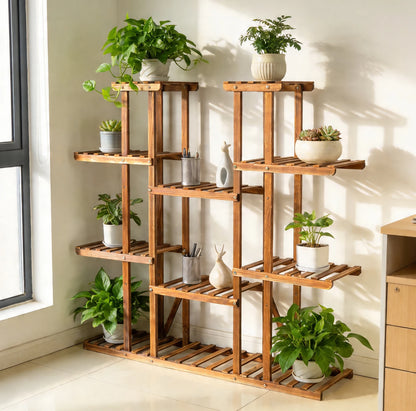 Wooden Multi-Tiered Plant Stand for Outdoor Indoor