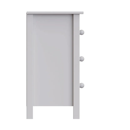 Tall Nightstand with 3 Drawers - Solid Pine Wood Table  Gray...