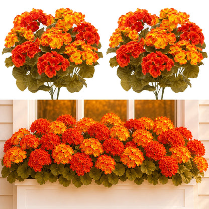 6pcs Artificial Fall Geranium Flowers Begonia Outdoor