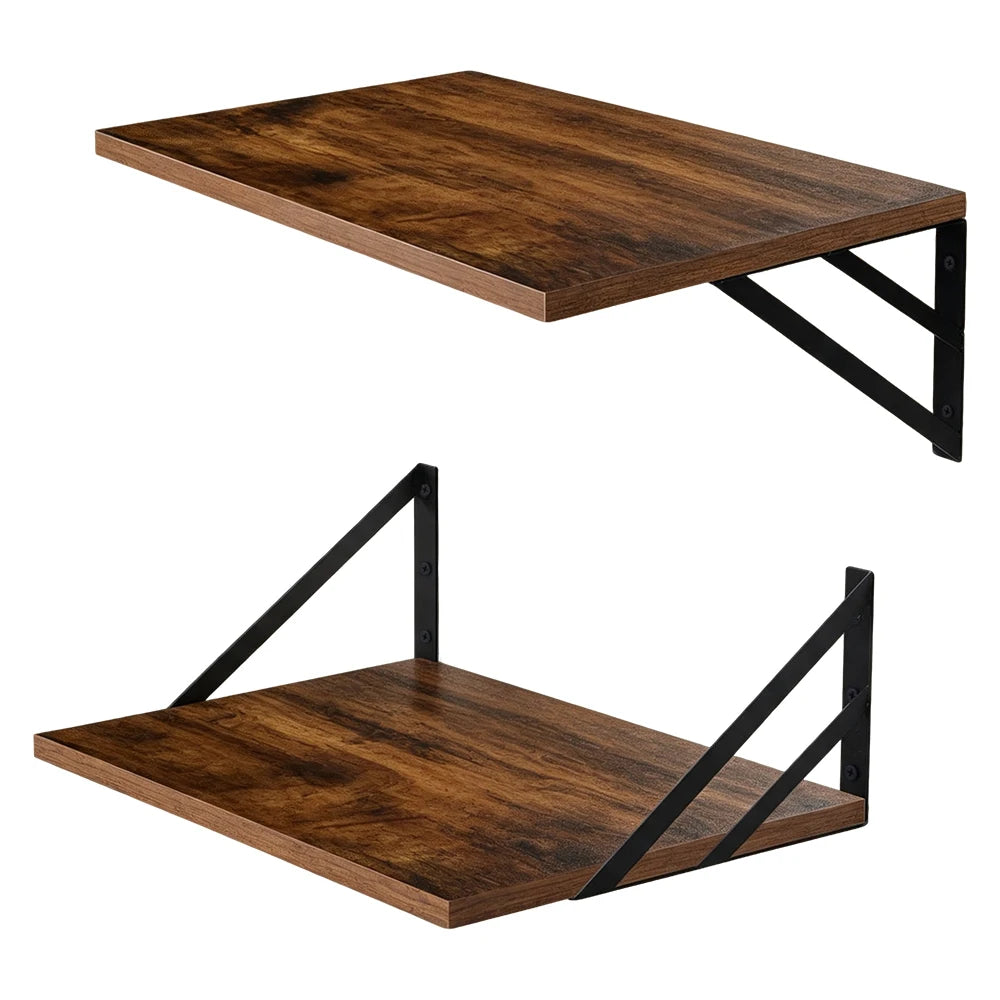 Set of 2 Floating Wooden Shelves, 15.7"W × 11.8"D